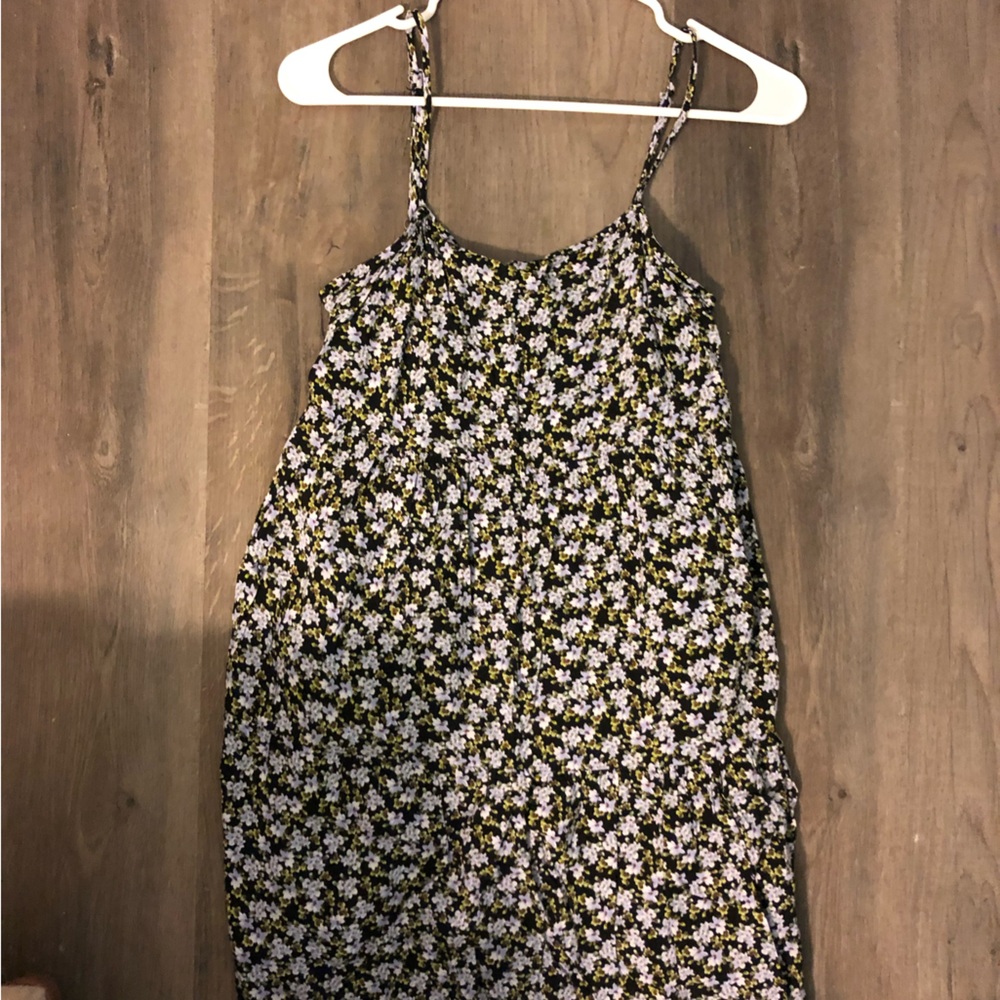 Black floral sun dress XS